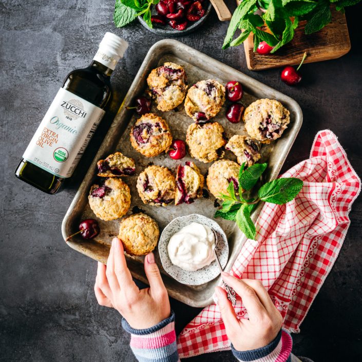 Cherry Olive Oil Scones - Zucchi Organic Extra Virgin Olive Oil