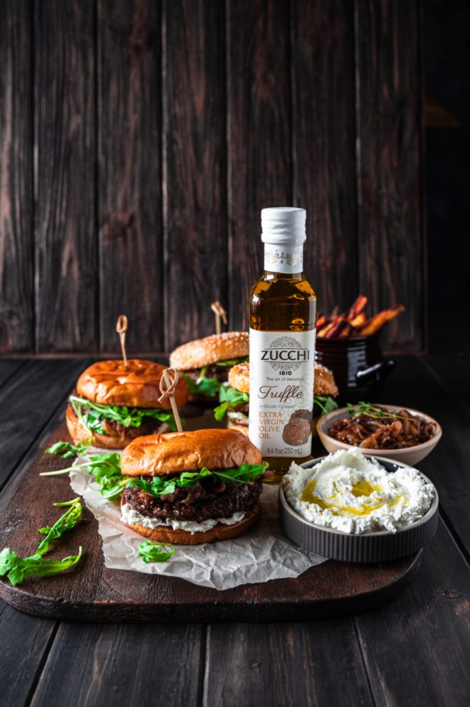 Truffle Burger with Whipped Goat Cheese & Onion Jam Zucchi US