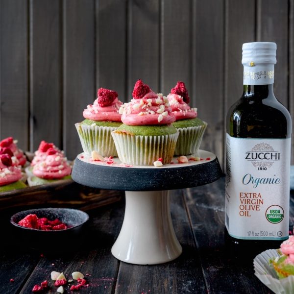 Matcha Olive Oil Cupcakes with Raspberry Frosting Zucchi US